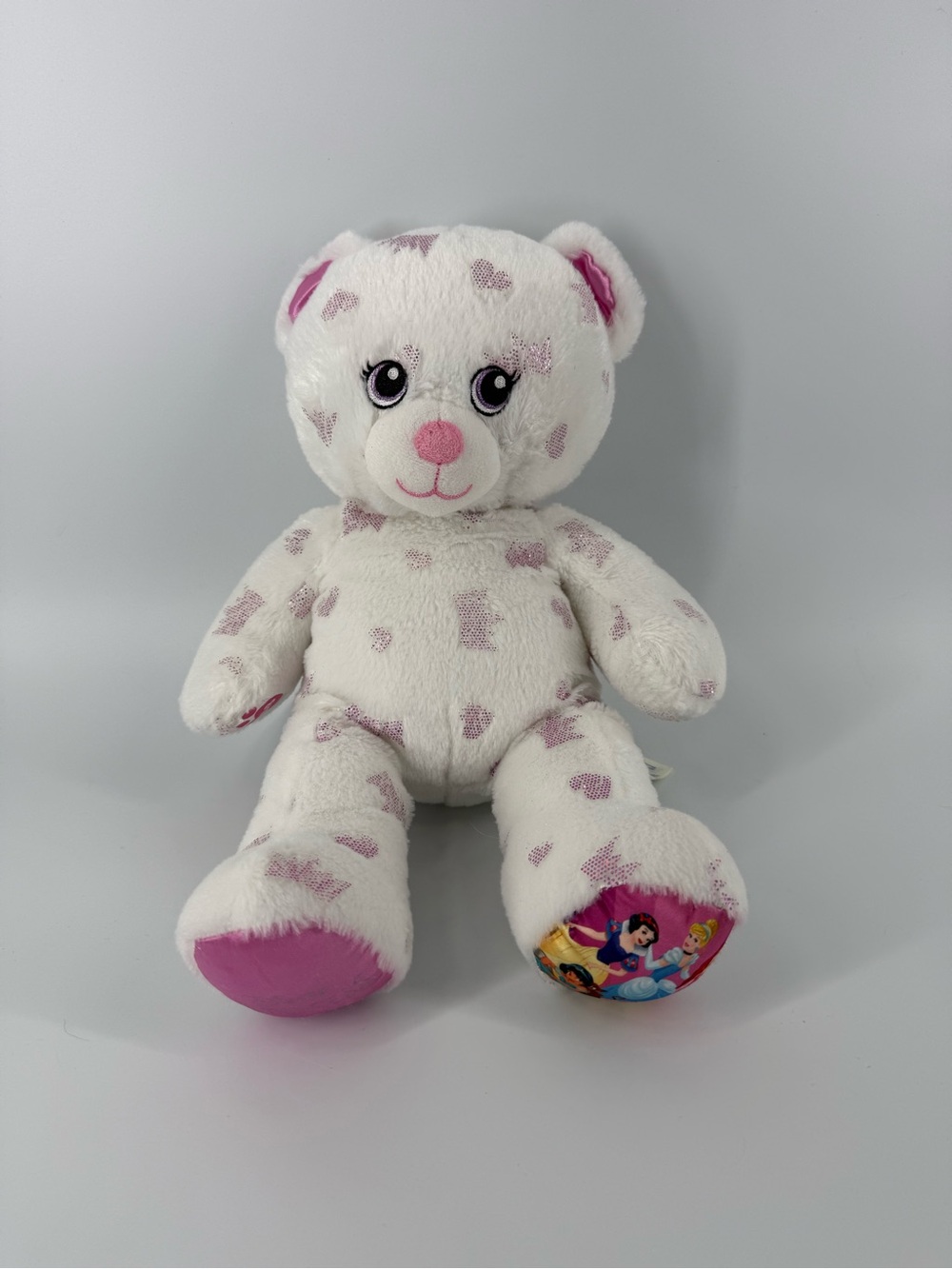 Build-A-Bear Disney Princess Teddy Bear 2019 Plush Sparkling Tiaras White EUC